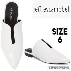 Jeffrey Campbell Womens Mules Cleos White Patent Leather Pointed Toe Size 6